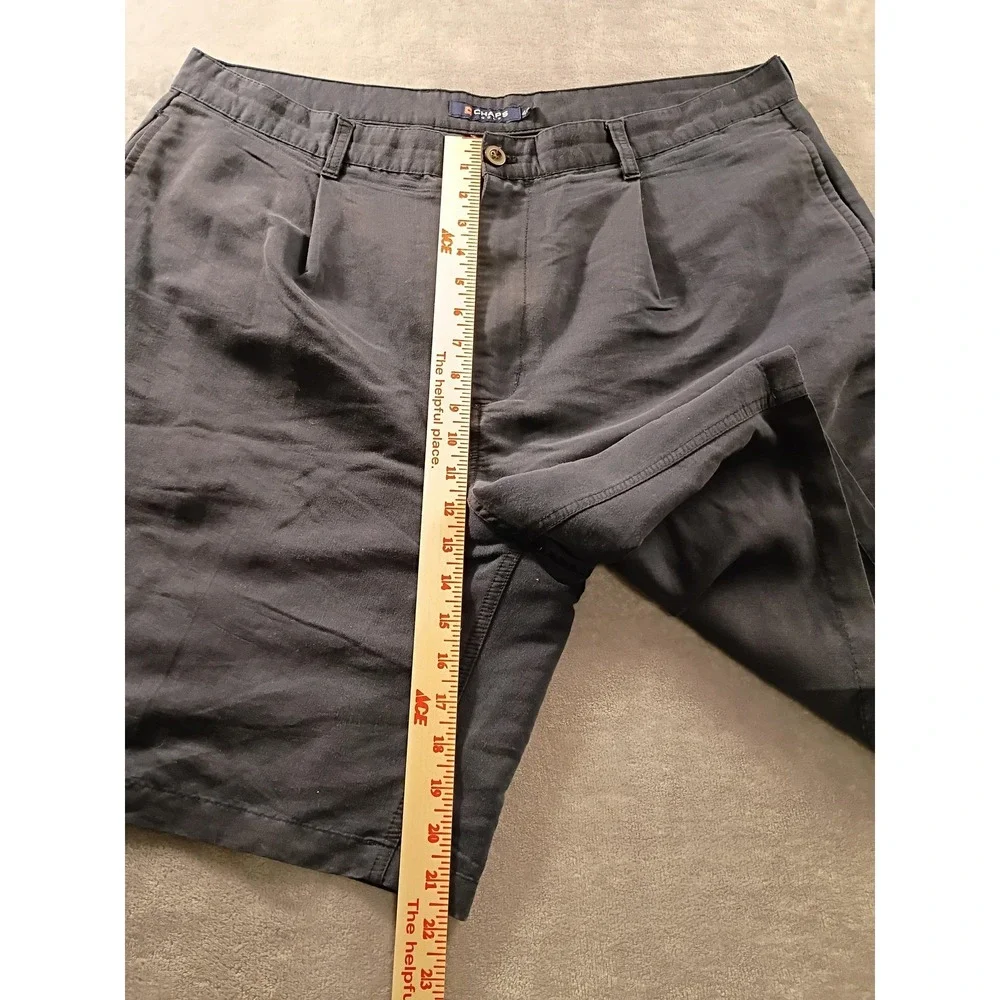Chaps Golf Shorts Mens 40 Blue Pleated Chino Golf Classic Fit Casual Rayon Blend